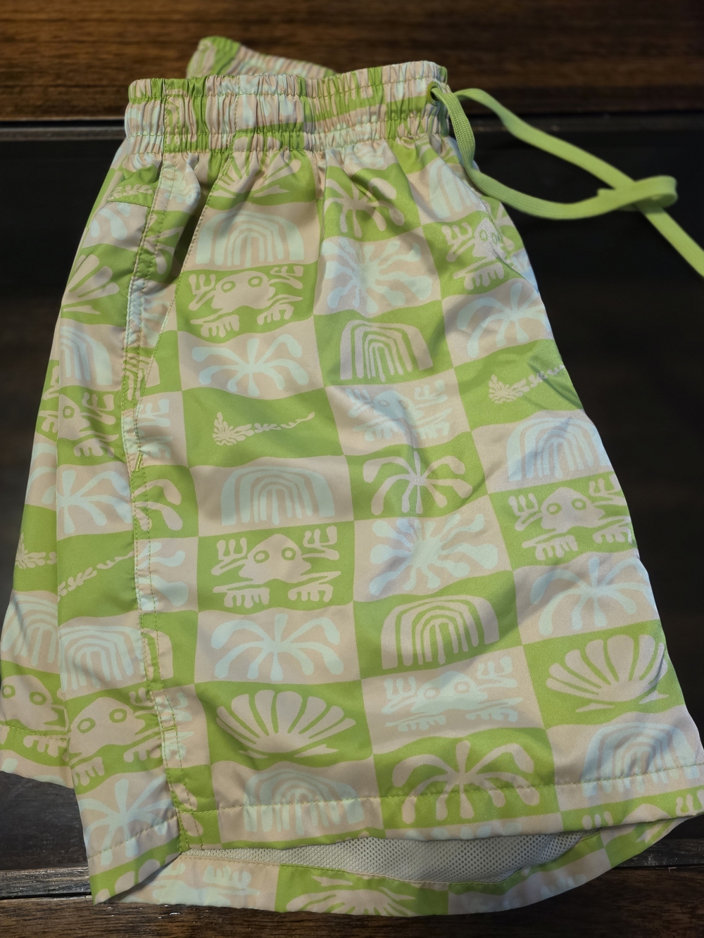 Nike Green and Pink Patterned Swim Shorts